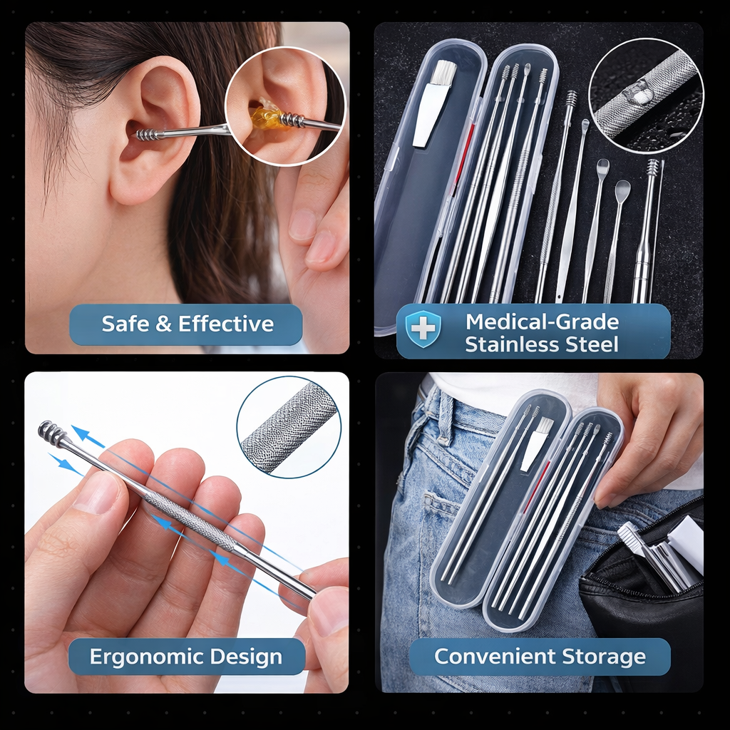 Stainless Steel Ear Cleaning Kit with Storage Case